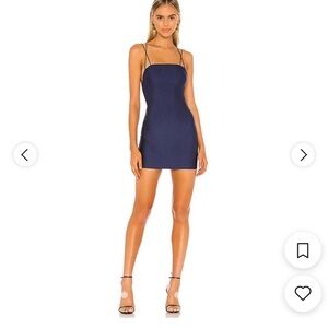 Elegant Navy Blue Spaghetti Strap Dress